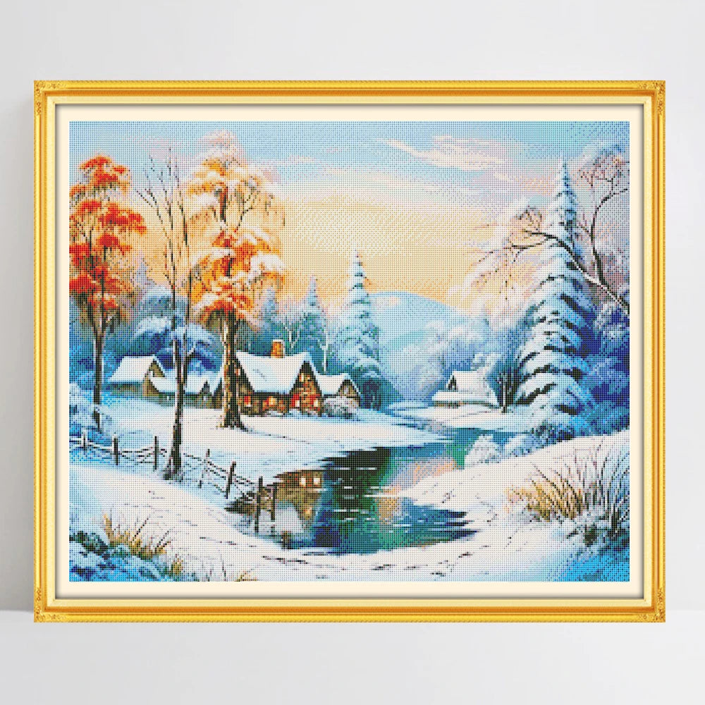 Cross Stitch Winter Snow  Scenery Embroidery Kits