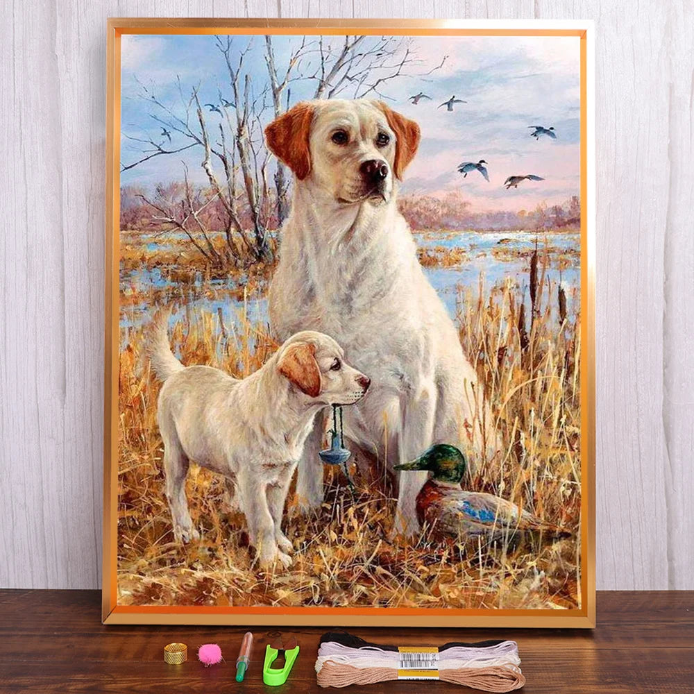 Labrador Cross Stitch DIY Embroidery Complete Kit