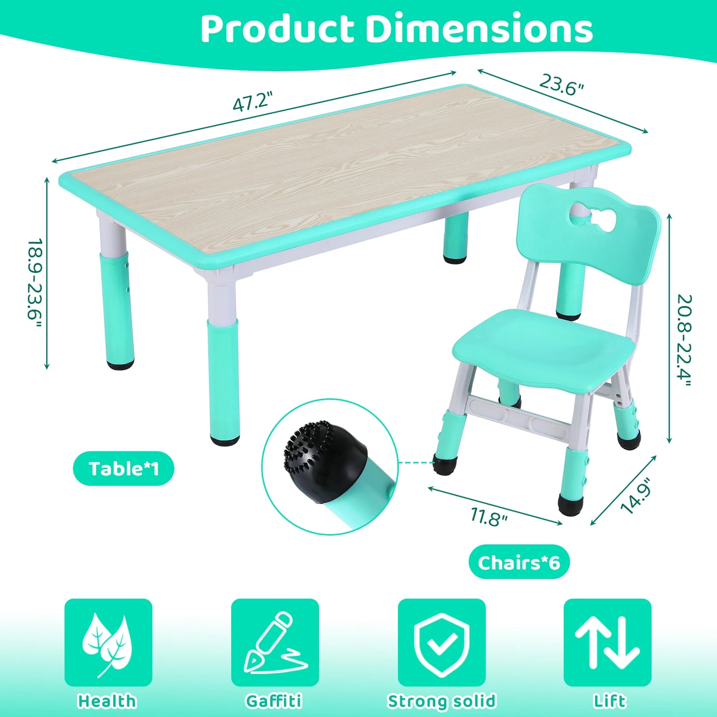 Kids Table and 6 Chairs Activity Table