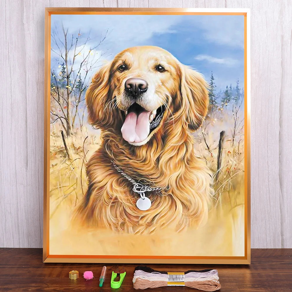 Labrador Cross Stitch DIY Embroidery Complete Kit