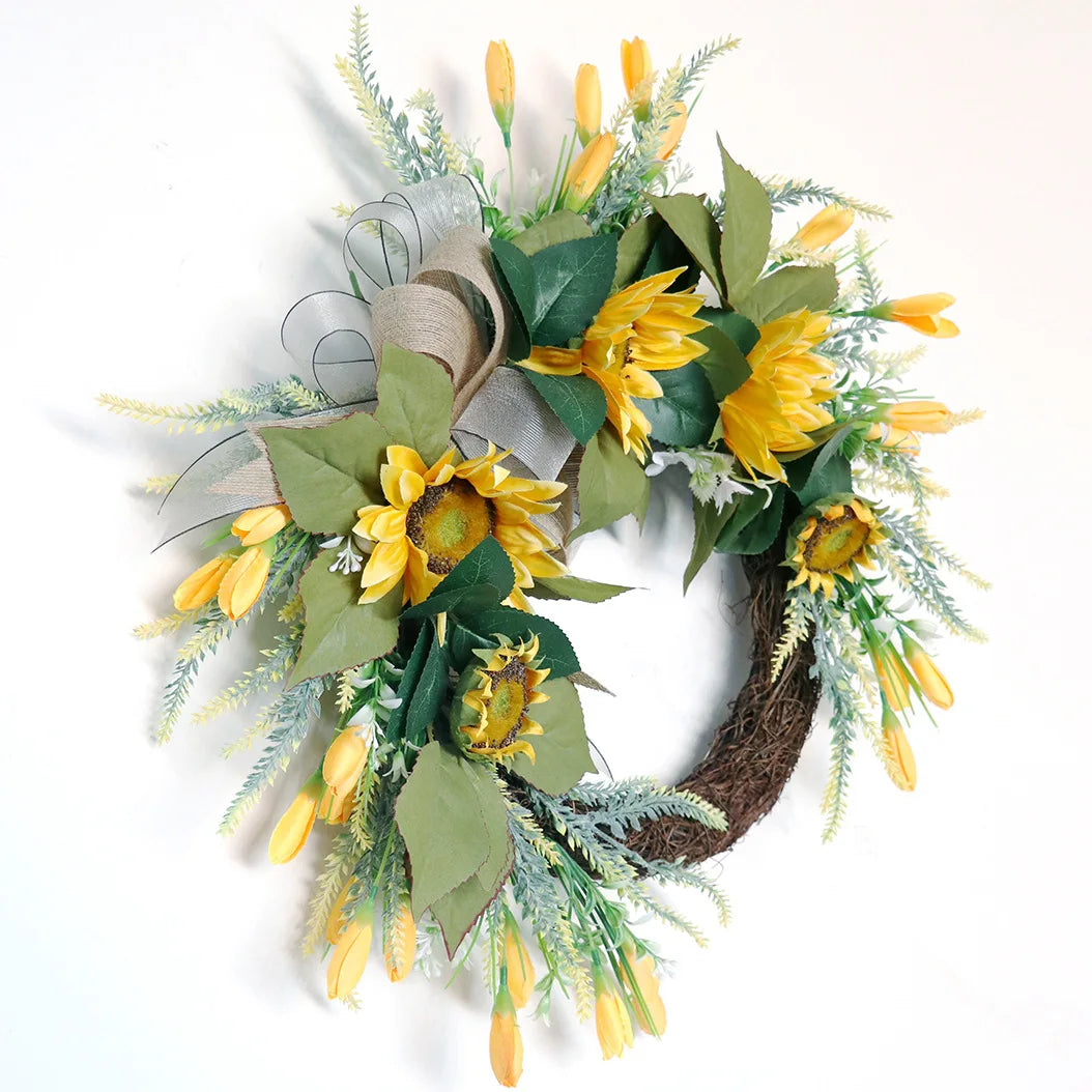 22'' Artificial Sunflower Wreath for Front Door