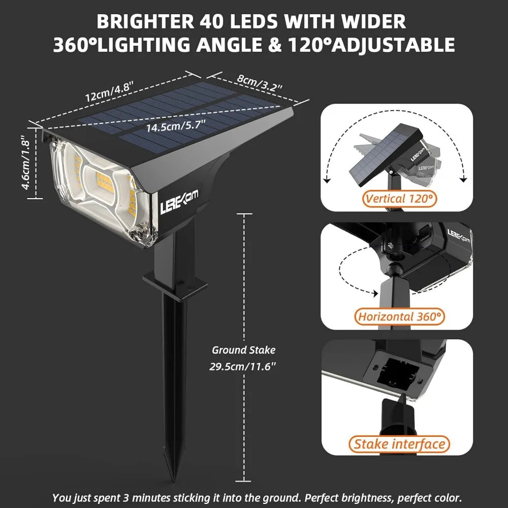 3 Brightness Modes Solar Outdoor Lights