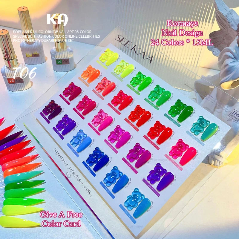 Neon Fluorescent Semi Permanent Soaked Nail Art Kit