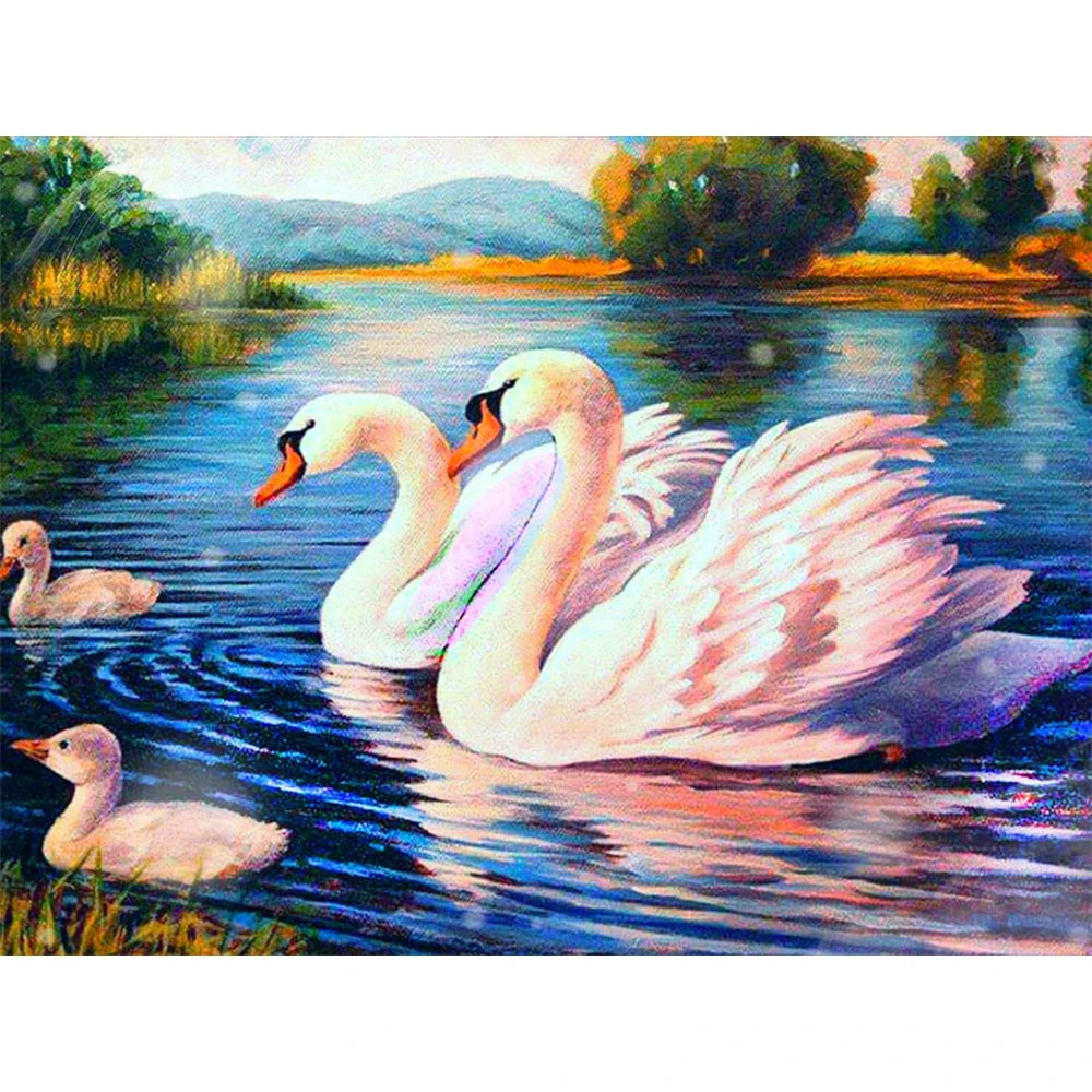 Swan Printed Cross Stitch Embroidery Kit