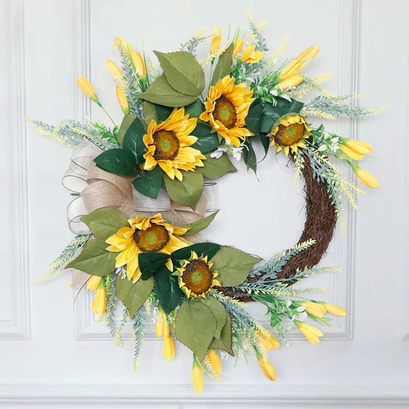 22'' Artificial Sunflower Wreath for Front Door