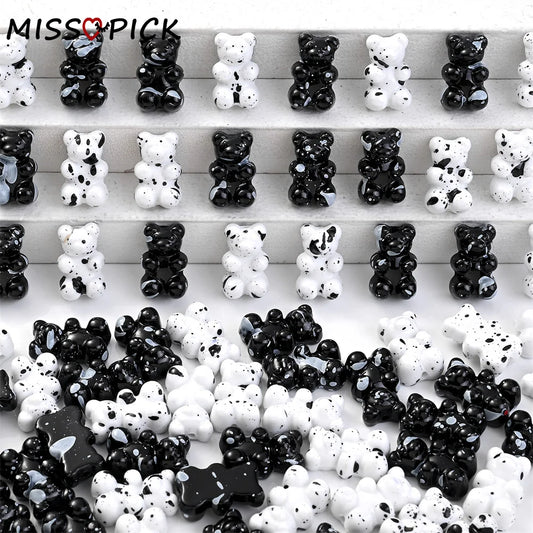 Black And White Bear Acrylic Beads For Jewelry Making