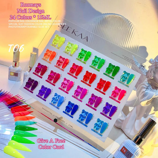 Neon Fluorescent Semi Permanent Soaked Nail Art Kit