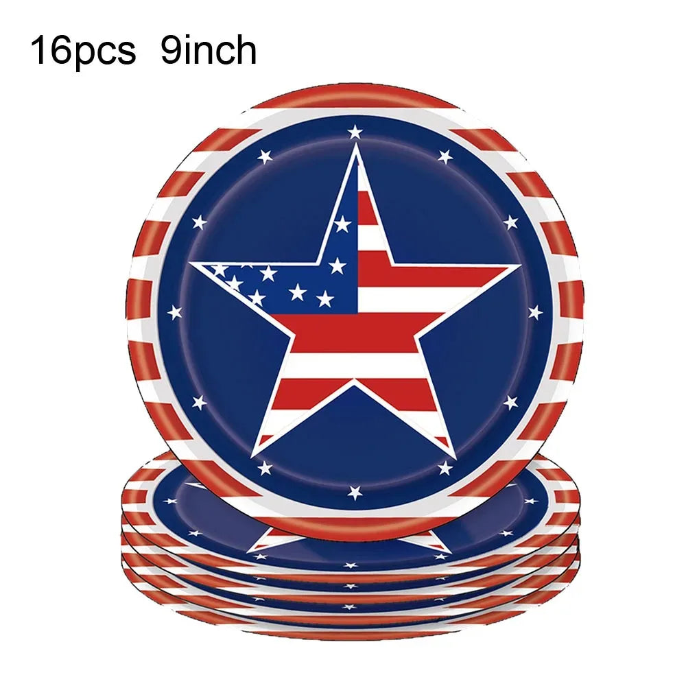 American Flag Patriotic Independence Day Disposable Tableware