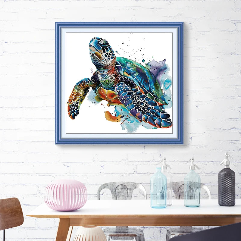 Embroider Counted Cross-Stitching Turtles Kit