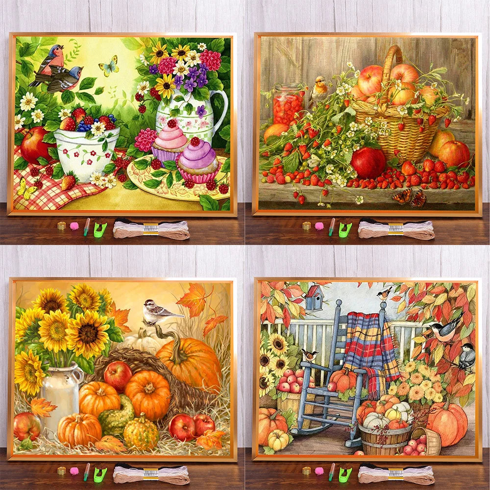 Fruit Basket  Canvas Cross Stitch Embroidery Set