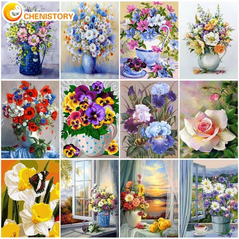 Paintings By Numbers Flowers Kits