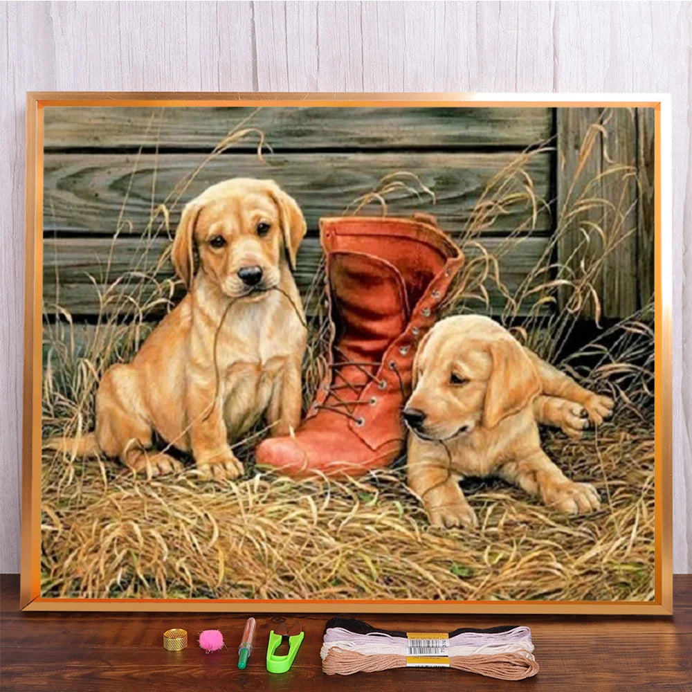 Labrador Cross Stitch DIY Embroidery Complete Kit