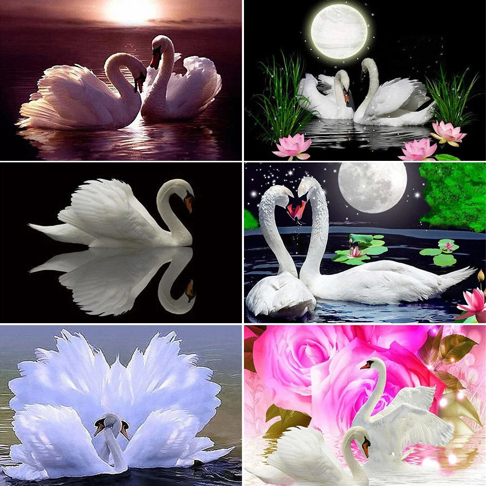 Swan Printed Fabric Cross Stitch Embroidery Kits