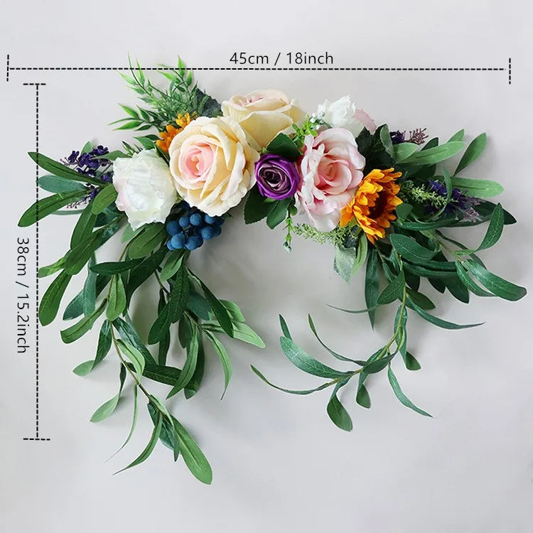 Artificial Rose Peony Silk Flowers Wreaths Door