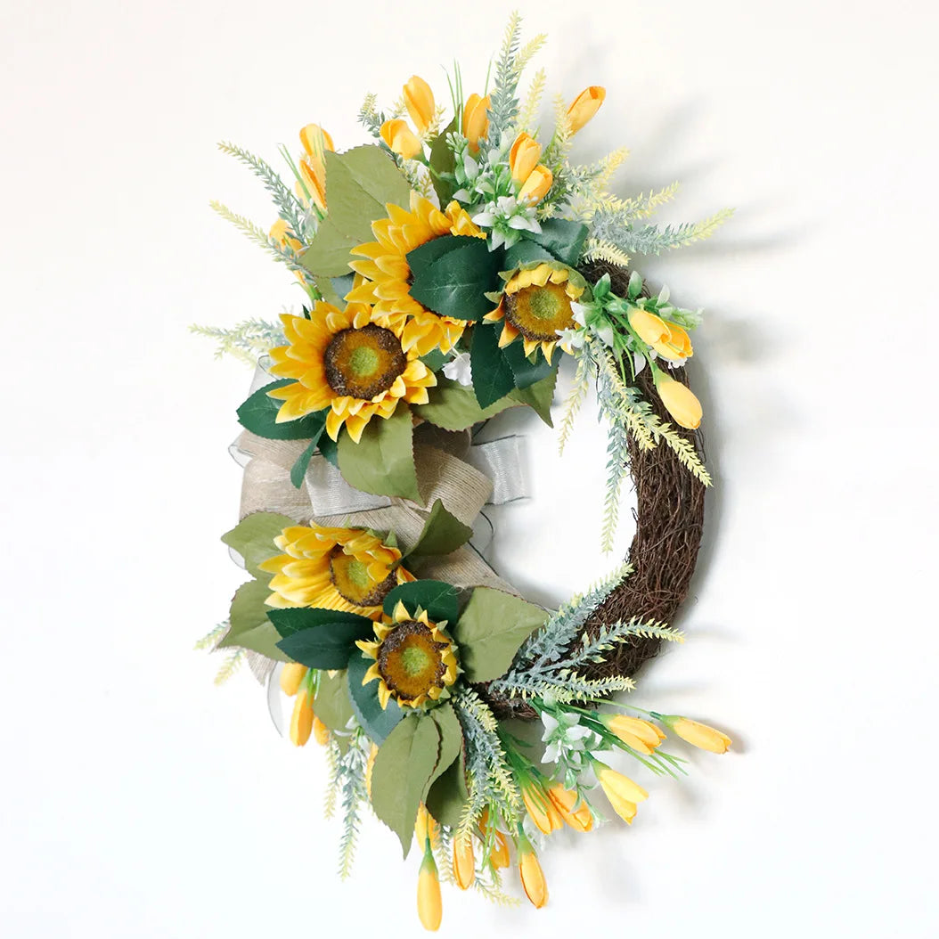 22'' Artificial Sunflower Wreath for Front Door