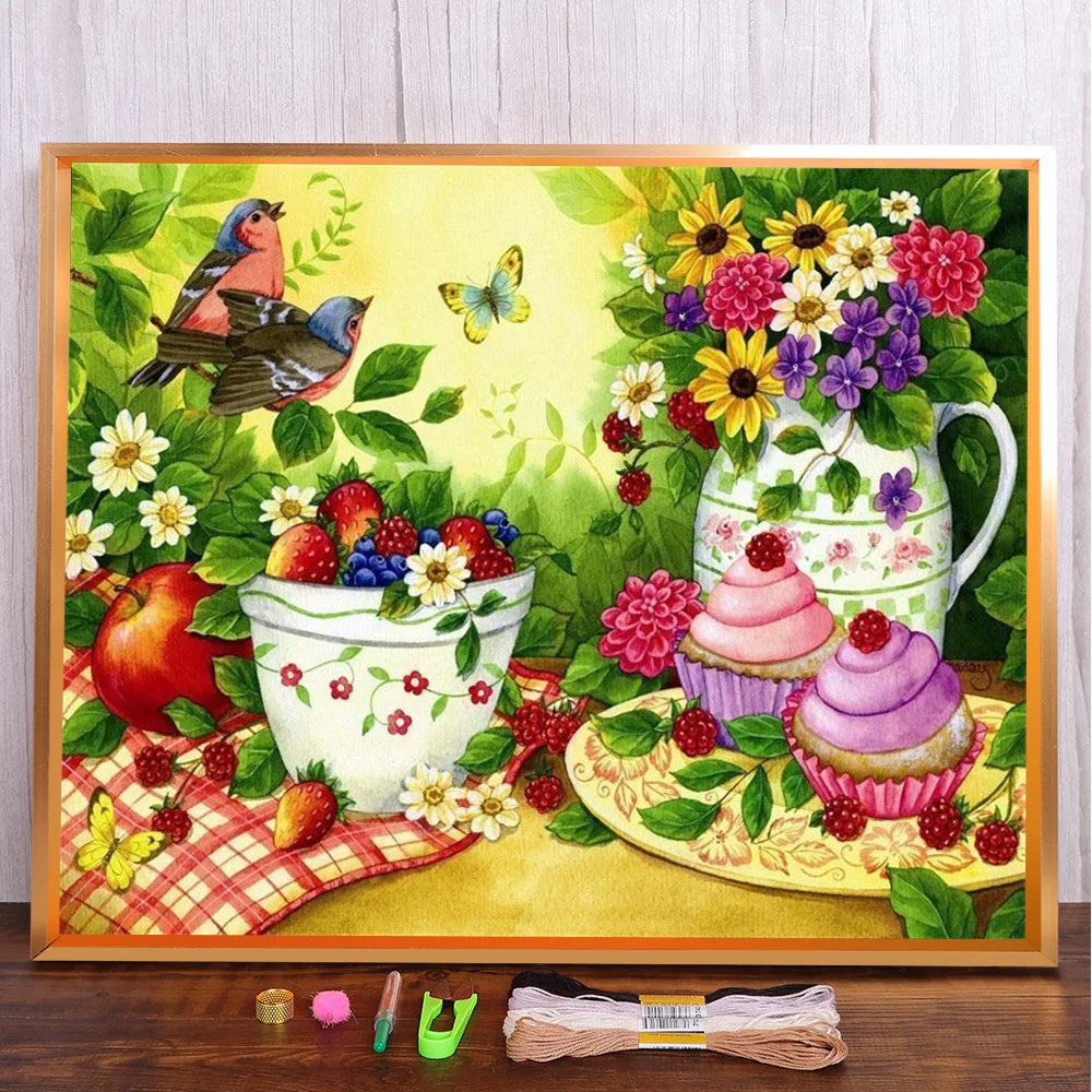 Fruit Basket Canvas Cross Stitch Embroidery Set