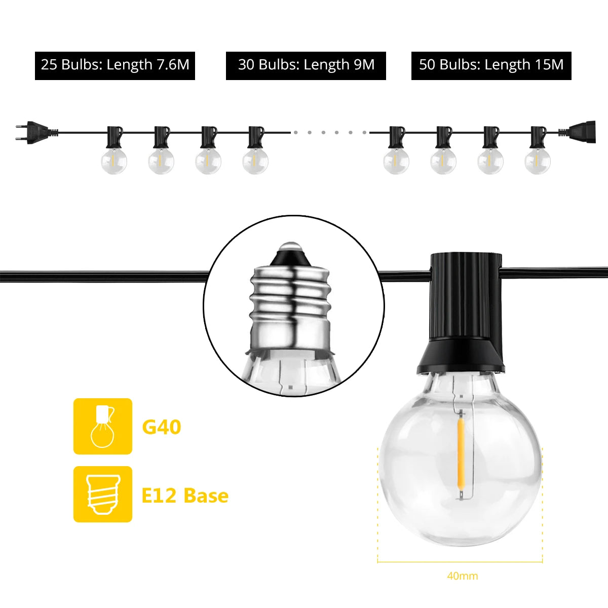 LED G40 Ball Bulb String Lights