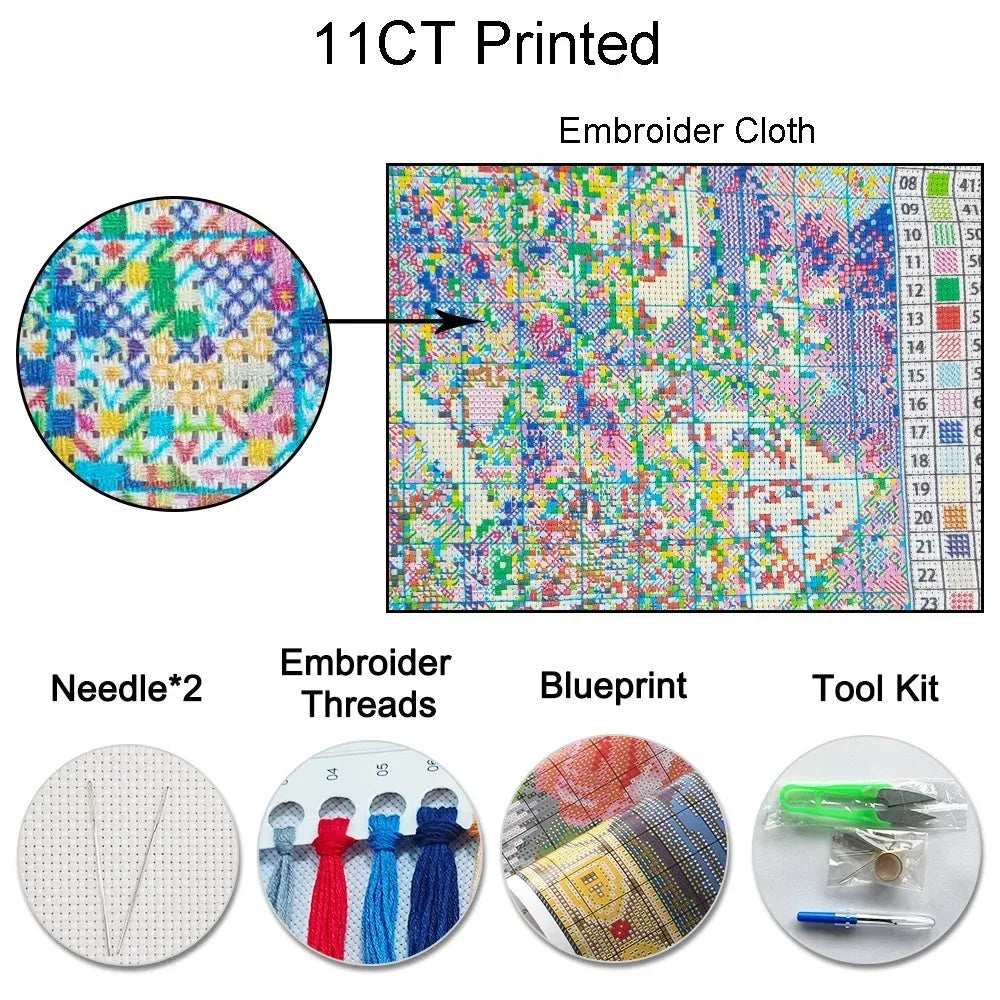 Embroidery Flower Chrysanthemum Cross Stitch Kit