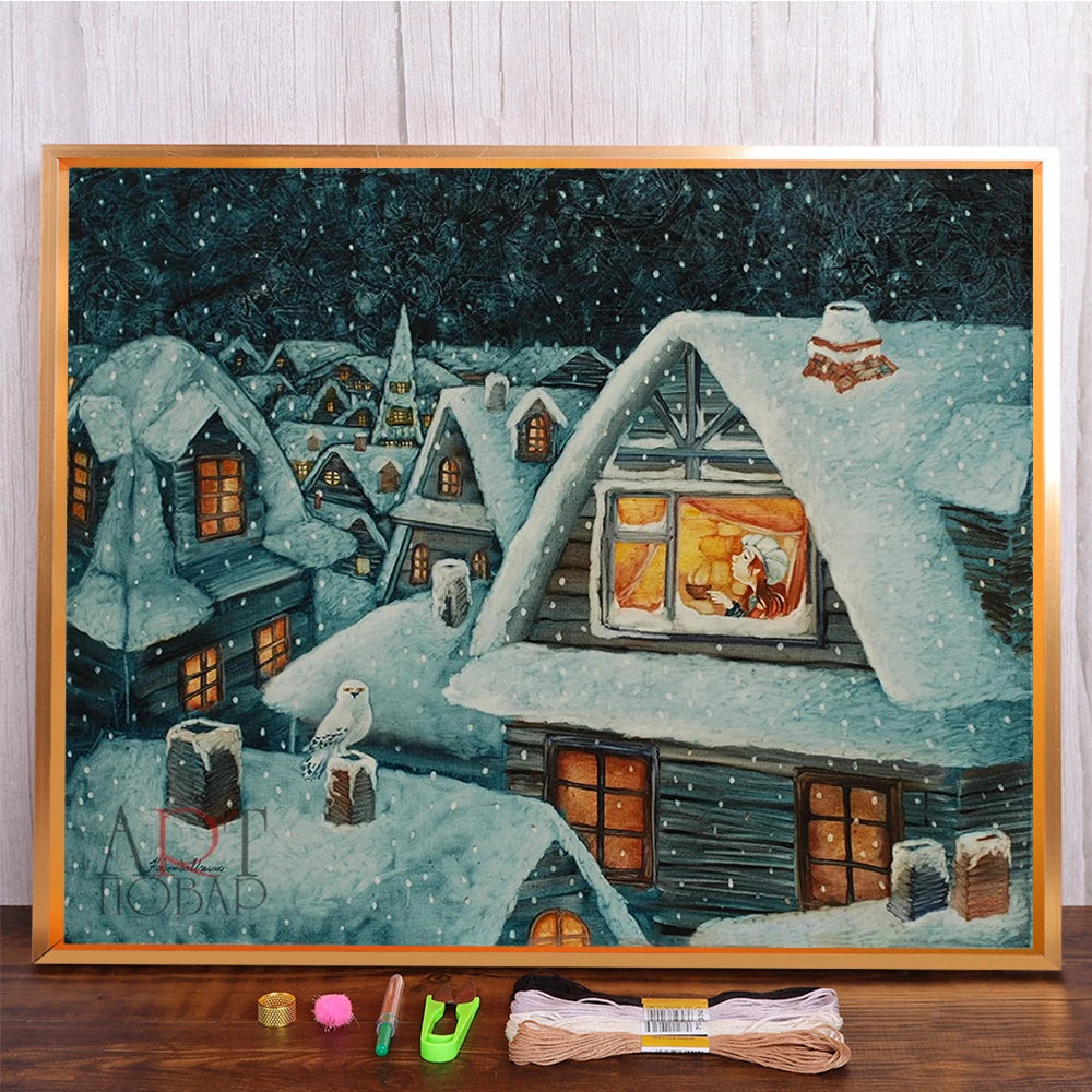 Landscape Winter Cross Stitch Embroidery Kit