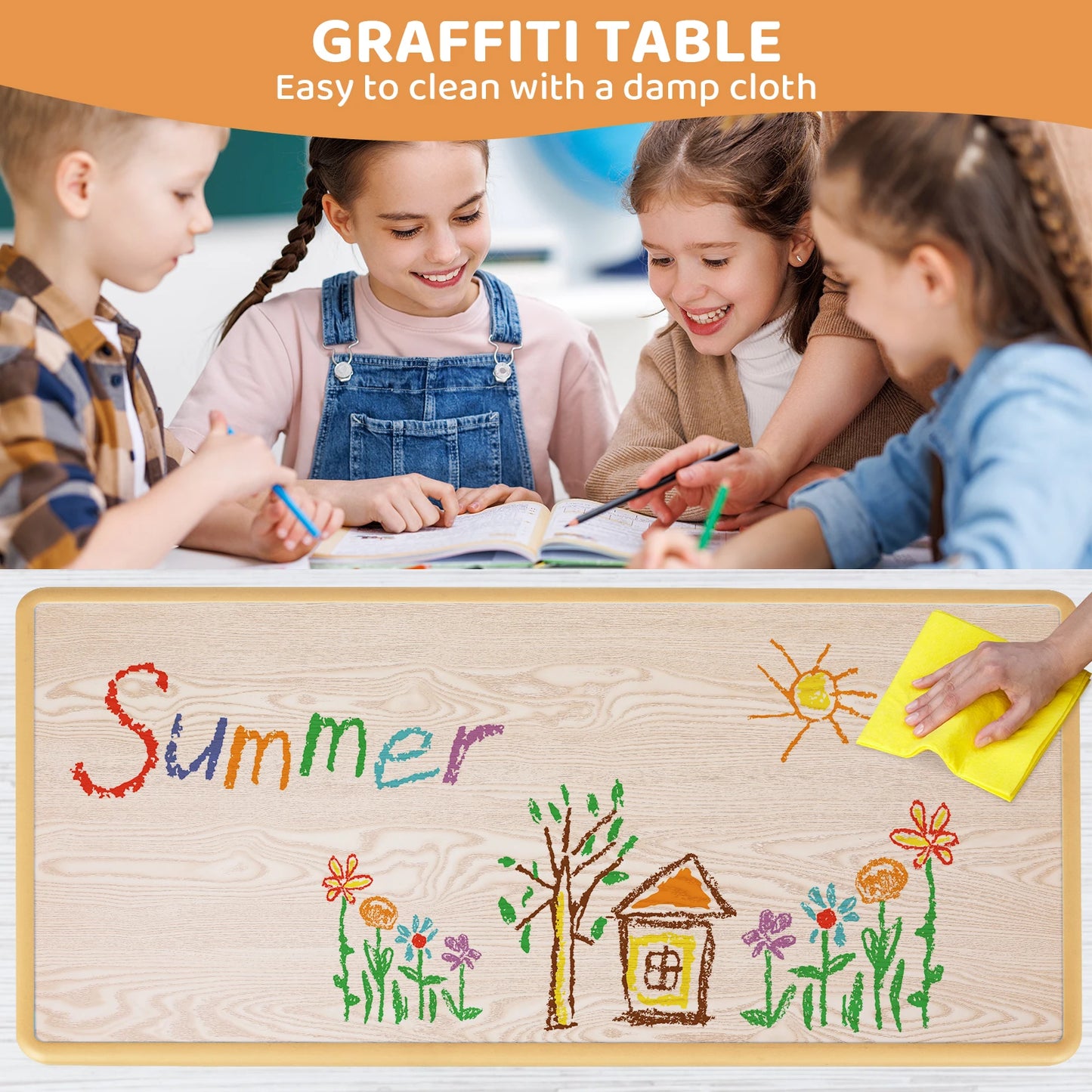 Kids Table and 6 Chairs Activity Table