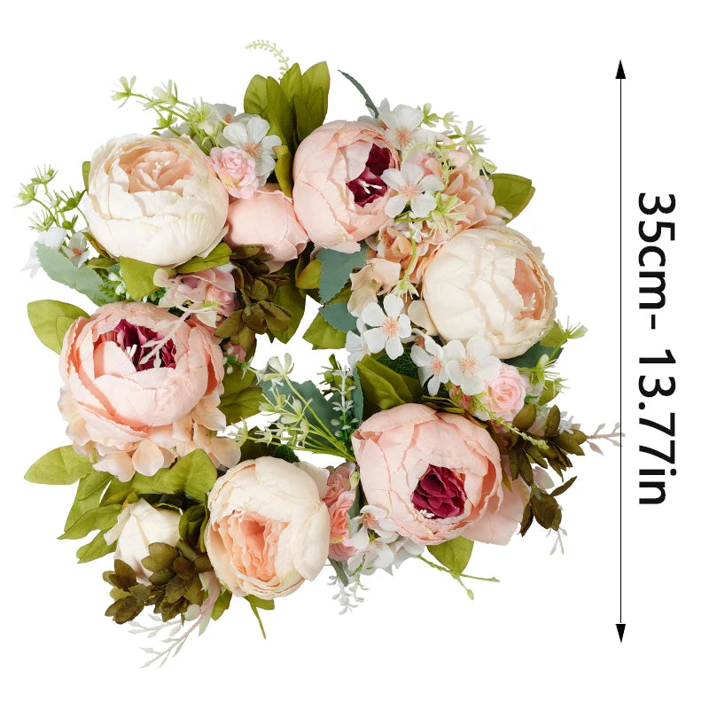 Artificial Peony Wreath Garland Door Wreath