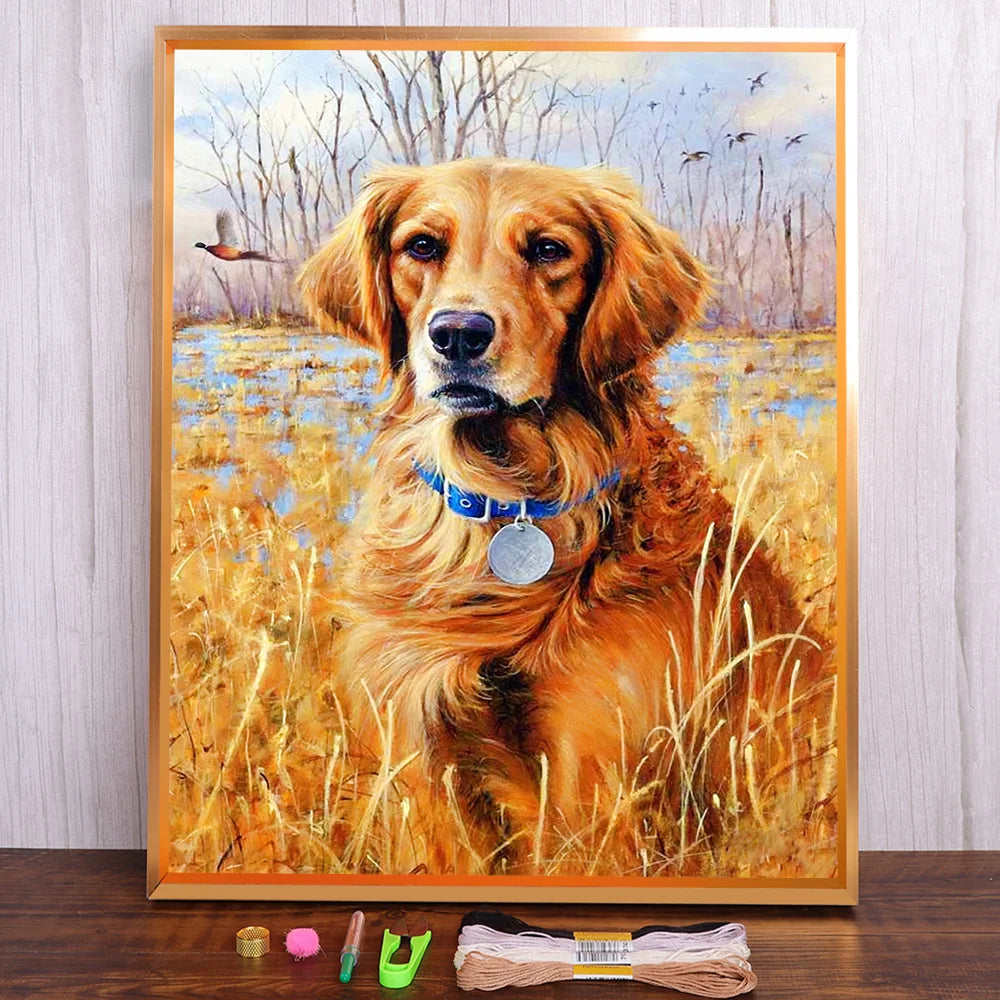 Labrador Cross Stitch DIY Embroidery Complete Kit