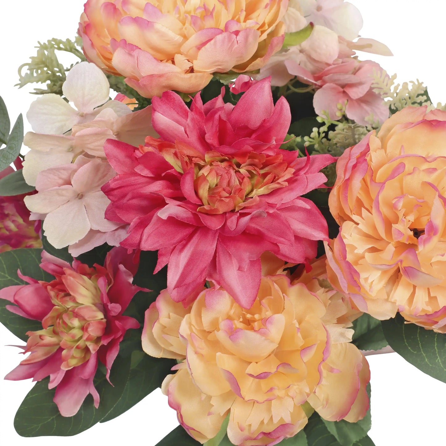 23-inch Artificial Silk Peach Peony Dahlia Mixed Flower Bouquet