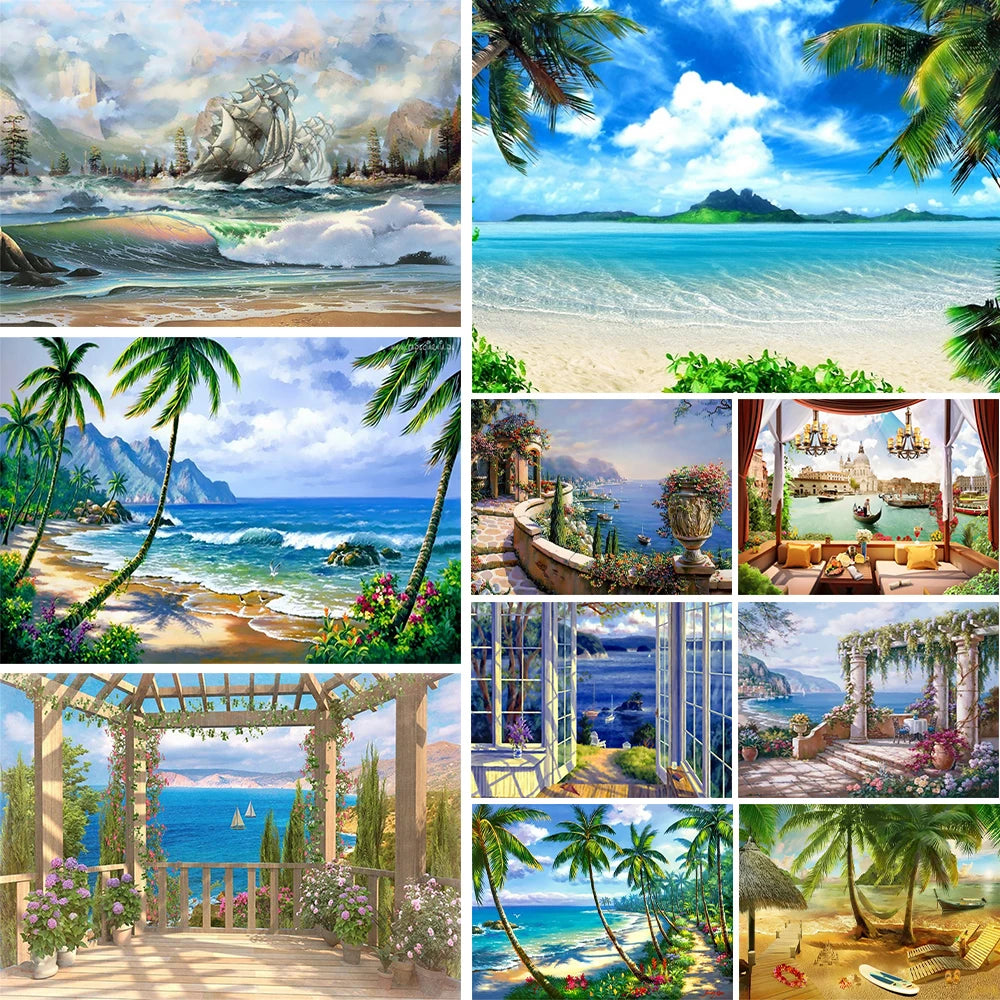 Landscape Seaside Cross Stitch Embroidery Kit