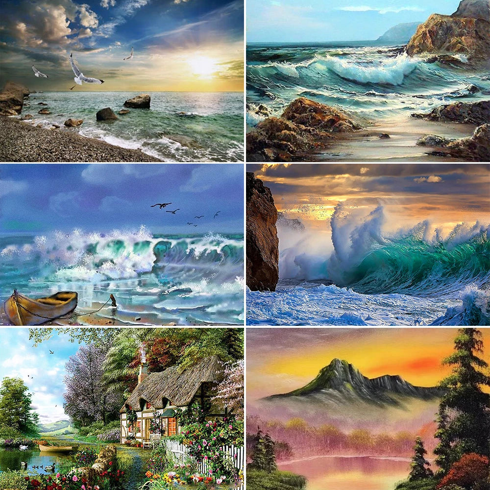 Landscape Water Cross-Stitch Embroidery Full Kit