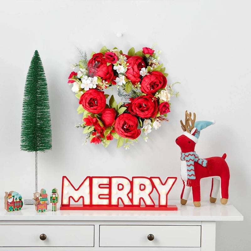 Artificial Peony Wreath Garland Door Wreath