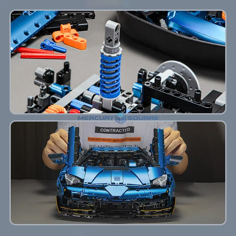 Blue SVJ Super Speed Sports Car Building Blocks