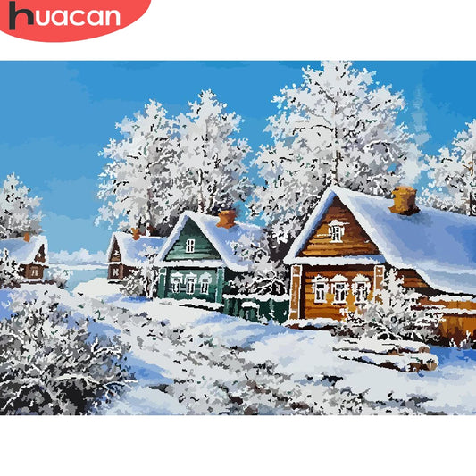 Winter House Scenery Paint By Number Kit