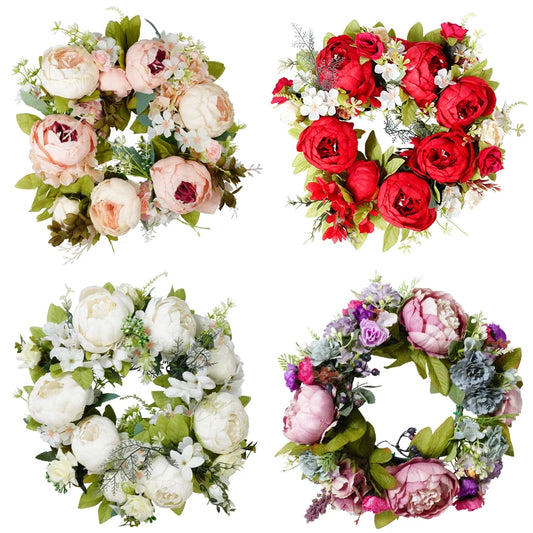 Artificial Peony Wreath Garland Door Wreath