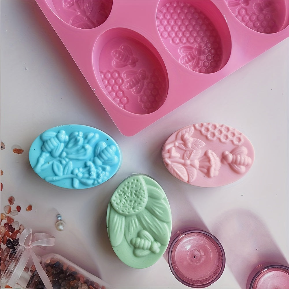 1pc Oval Bee Silicone Soap & Candle Mold