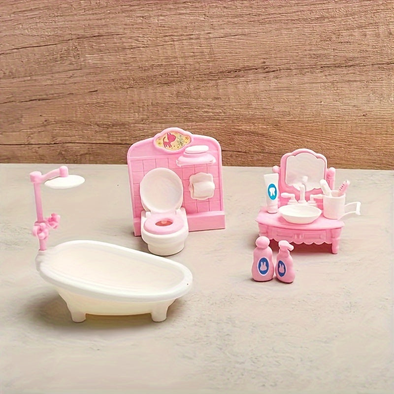 Dolls House 1:12 Miniature Kitchen Bedroom Bathroom Playset