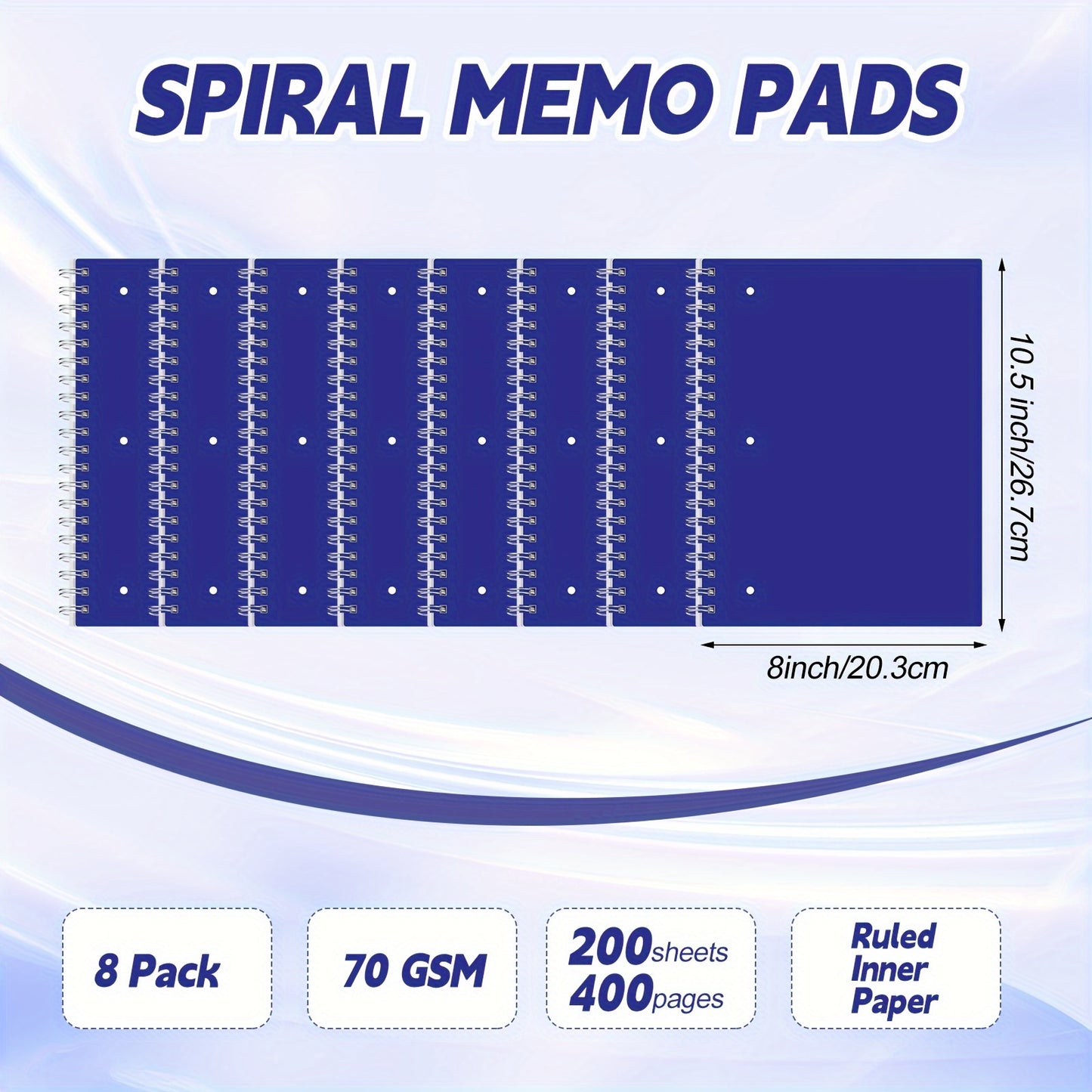 8 Pack Spiral Notebook 8 X 10.5, 400 Pages College Ruled