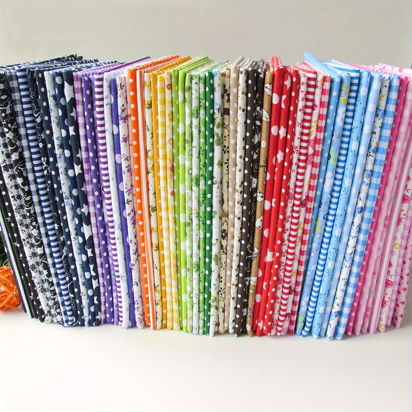 56-Piece Cotton Fabric Bundle - 9.8" Precut Squares with Assorted Flower Patterns