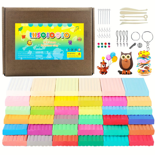 Polymer 36 Colors, Kids Modeling Clay DIY Starter Kit