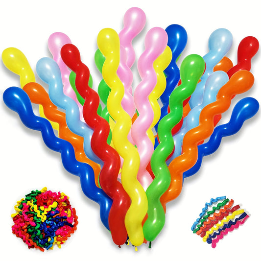 100 Pcs Count 40 Inches Latex Spiral Long Balloons