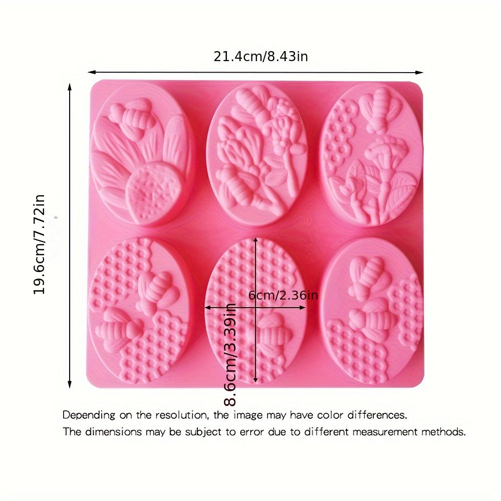 1pc Oval Bee Silicone Soap & Candle Mold